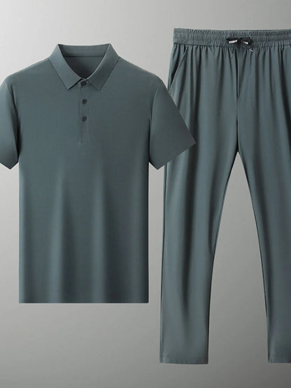 Men's Full Size Button Detail Short Sleeve Polo Plus Size - Farnelli