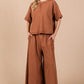Ces Femme Half Button Half Sleeve Top and Pants Set - Farnelli