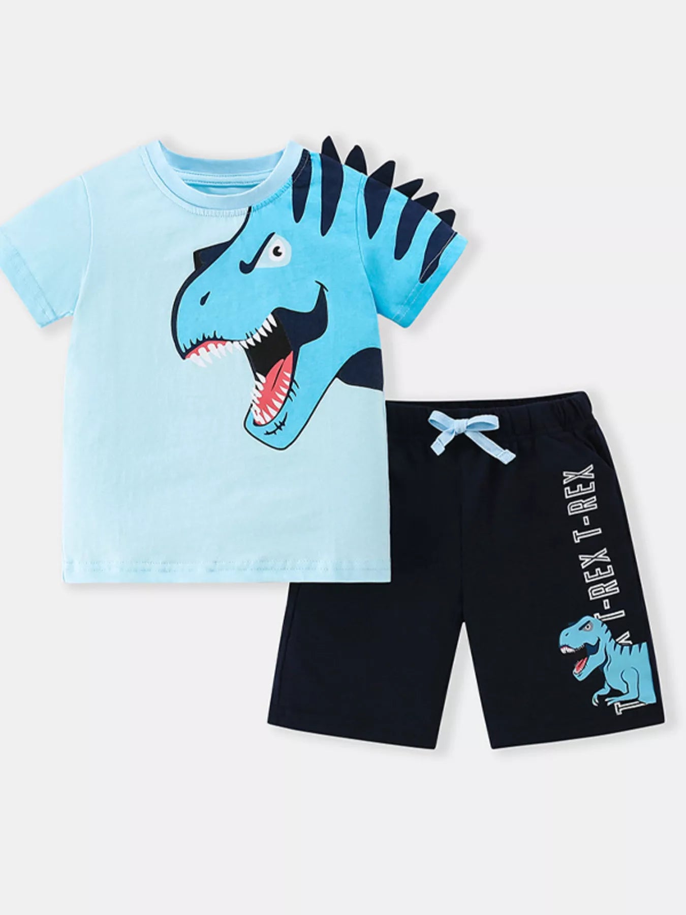 Children's Dinosaur Round Neck Top and Shorts Set - Farnelli