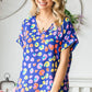 First Love Printed V-Neck Short Sleeve Blouse - Farnelli