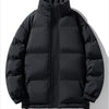 Men's Full Size Padded Stand Collar Winter Coat Plus Size - Black