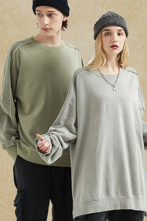 Men's Side Slit Round Neck Long Sleeve Sweatshirt - Farnelli