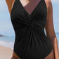 Twisted Crisscross V-Neck One-Piece Swimwear - Farnelli