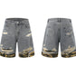 Men's Distressed Camouflage Denim Shorts - Farnelli
