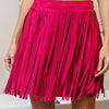 BiBi Fringe Detailed Suede Skirt - FUCHSIA