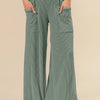 BiBi 2tone Cord Rib Waist Band Side Pocket Pants - DK SAGE
