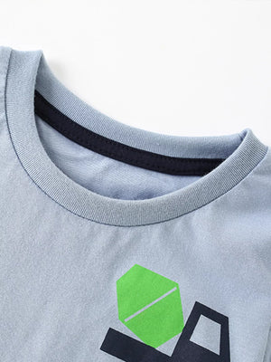 Children's Cartoon Truck Graphic Short Sleeve T-Shirt - Farnelli