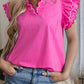 Jazmine Scallop Short Sleeve V Neck Blouse - Farnelli