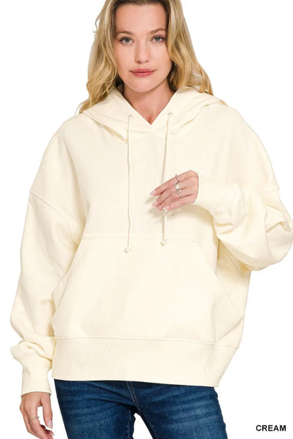 Zenana Oversized Fleece Kangaroo Pocket Hoodie - Farnelli