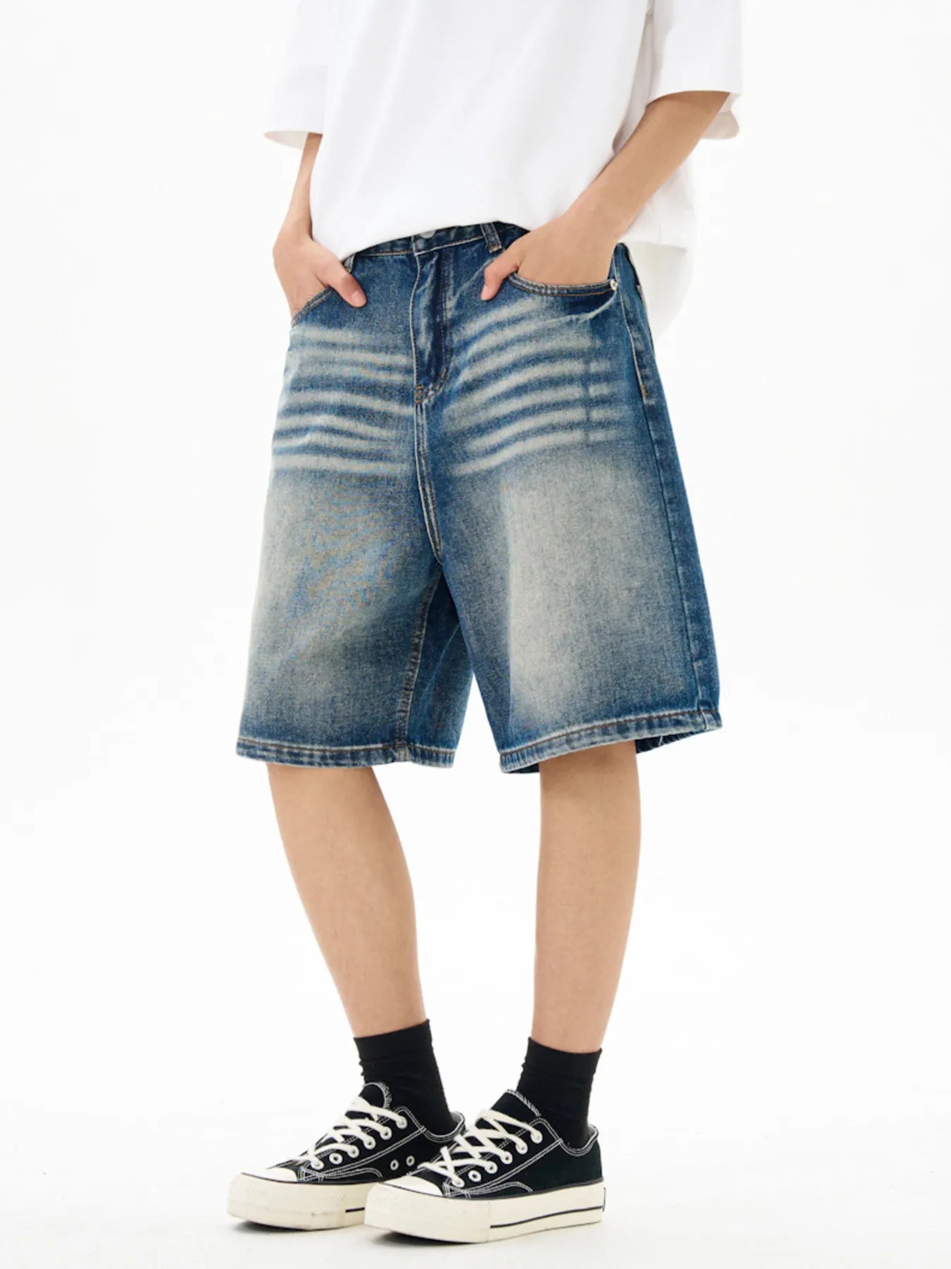 Men's Washed Loose Fit Denim Shorts - Farnelli