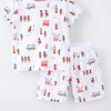Children's Printed Round Neck Tee and Shorts Set - White