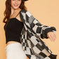 Annie Wear Checkered Open Front Drop Shoulder Cardigan - Farnelli
