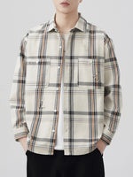 Men's Plus Size Plaid Button Up Long Sleeve Shirt - Farnelli