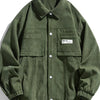 Men's Plus Size Corduroy Button-Down Jacket - Army Green
