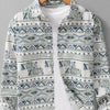 Men's Plus Size Printed Button Up Long Sleeve Shirt - Dark Blue/white