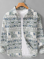Men's Plus Size Printed Button Up Long Sleeve Shirt - Farnelli