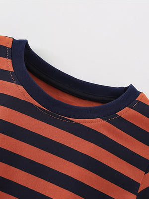 Children's Striped Round Neck Top and Shorts Set - Farnelli