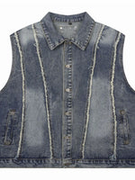 Men's Button Up Sleeveless Denim Jacket - Farnelli