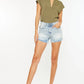 Kancan High Rise Raw Hem Denim Shorts - Farnelli