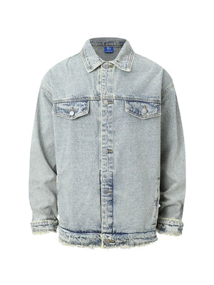 Men's Raw Hem Long Sleeve Denim Jacket - Farnelli