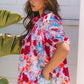 Mikaela Floral Bubble Sleeve Button Up Pleated Shirt - Farnelli