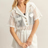 HYFVE Crochet Button Front Short Sleeve Romper - White