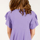 Round Neck Petal Sleeve Dress - Farnelli