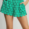 Umgee Full Size Polka Dot Lace Shorts Plus Size - Turquoise