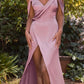 Cinderella Divine BD109 Long Satin Cowl Back Wrap Dress