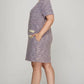 She + Sky Full Size Short Sleeve Pearl Studded Trim Knit Tweed Dress Plus Size - Farnelli
