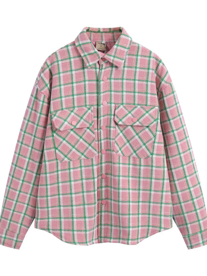 Men's Oversized Plaid Collared Neck Shirt - Farnelli