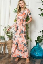 Celeste Paisley Print Short Sleeve Maxi Dress with Pockets - Farnelli