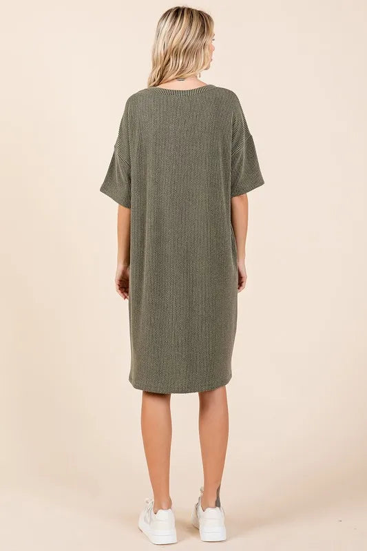 Mittoshop Urban Rib Knit Short Sleeve Tee Dress - Farnelli