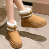 Cozy Plush-Lined Winter Ankle Boots - Caramel