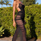 Astee BD7042 Long Ruched Fitted Sheath Gown with Slit