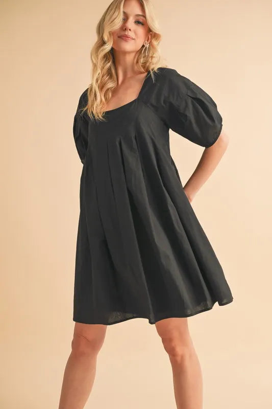 Aemi + Co Square Neck Babydoll Dress with Pockets - Farnelli