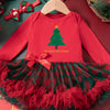 Children's Christmas Stocking Tulle Ruffle Dress - Deep Red