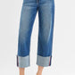 RISEN Full Size Tummy Control Mid Rise Crop Wide Cuffed Jeans Plus Size - Farnelli
