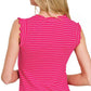 Zenana Ribbed Ruffle Trim Sleeveless Stripe Top - Farnelli