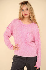 VERY J Mineral Washed Exposed Seam Sweater - Farnelli