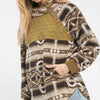 Umgee Aztec Print Sherpa Pullover - Brown