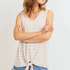 Cotton Bleu by Nu Label Sleeveless Front Tie Striped Top - Coral