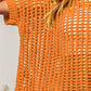 BiBi Hollowed Out Short Sleeve Knit Cover Up - Farnelli