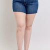 Judy Blue Plus Size High Waist Criss-Cross Waistband Denim Shorts - DK