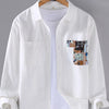 Men's Plus Size Button Up Long Sleeve Shirt - White