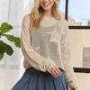 ADORA Full Size Lightweight Loose Knit Sweater Plus Size - OATMEAL
