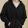 Men's Oversized Casual Zip-Up Hoodie - Black