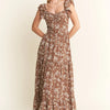 Jade By Jane Ruffle Sleeve Tiered Maxi Dress - MOCHA