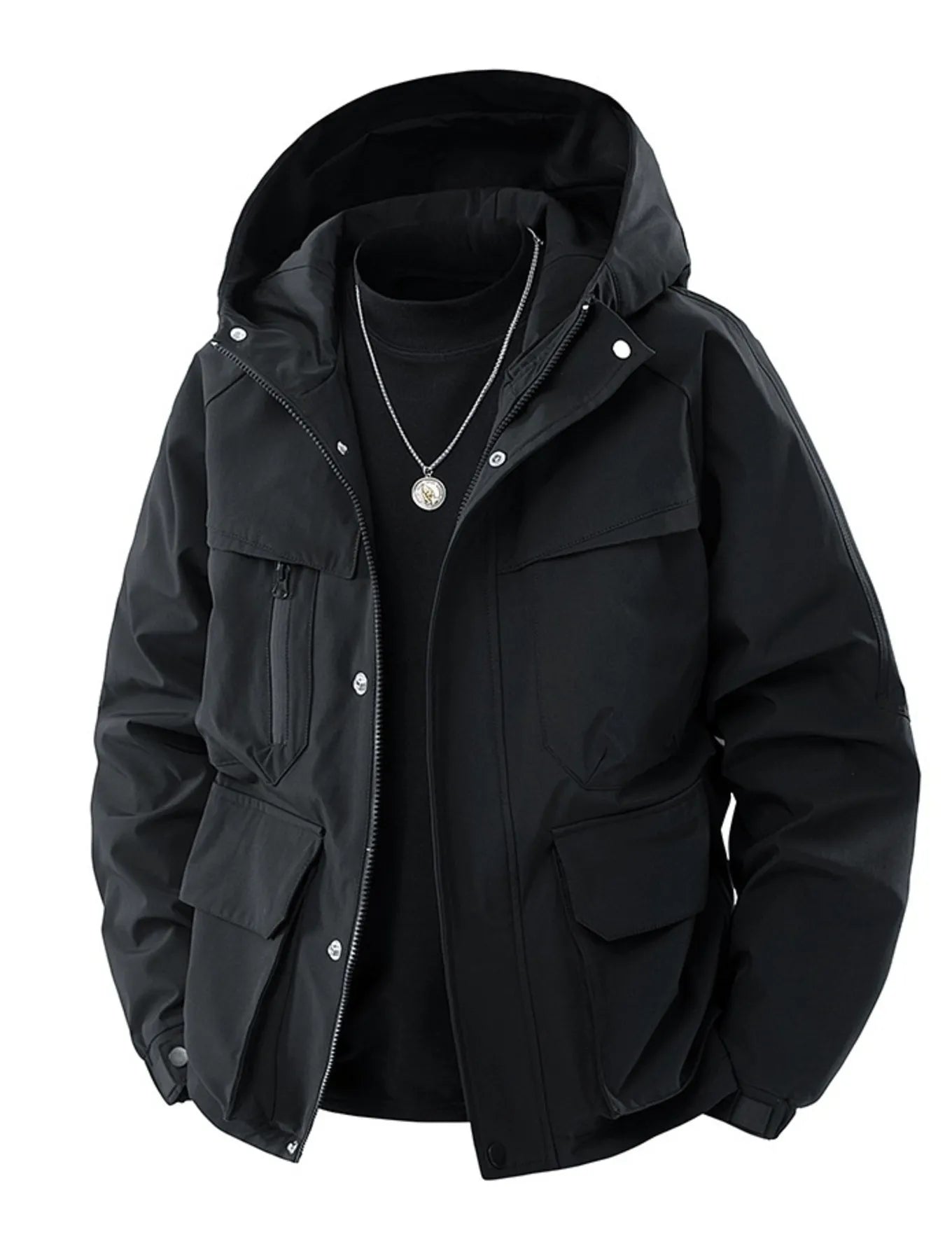 Men's Full Size Zip Up Long Sleeve Hooded Jacket Plus Size - Farnelli