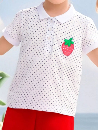 Children's Strawberry Polka Dot Polo - Farnelli